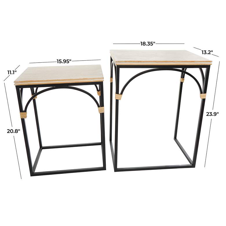 Image 7 Fenmore Brown Wood Black Iron Accent Tables Set of 2 more views