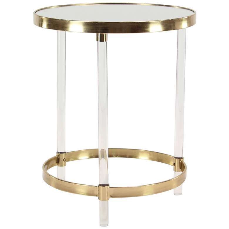 Image 2 Fenster 19"W Mirrored Gold Iron Round Accent End Table