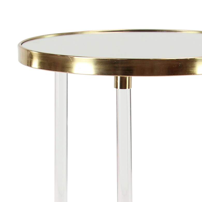 Image 3 Fenster 19"W Mirrored Gold Iron Round Accent End Table more views