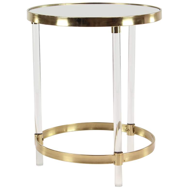 Image 5 Fenster 19"W Mirrored Gold Iron Round Accent End Table more views