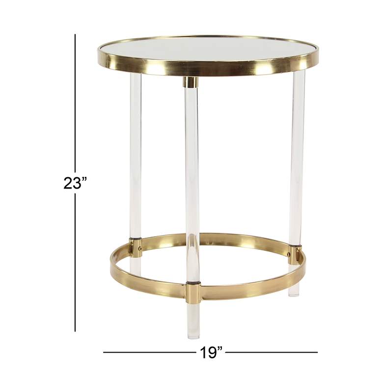 Image 7 Fenster 19"W Mirrored Gold Iron Round Accent End Table more views