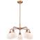 Fenton 24.5"W 5 Light Antique Copper Stem Hung Chandelier With White S