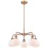 Fenton 24.5"W 5 Light Antique Copper Stem Hung Chandelier With White S
