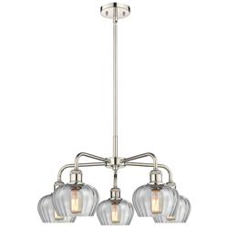 Fenton 24.5&quot;W 5 Light Polished Nickel Stem Hung Chandelier With Clear