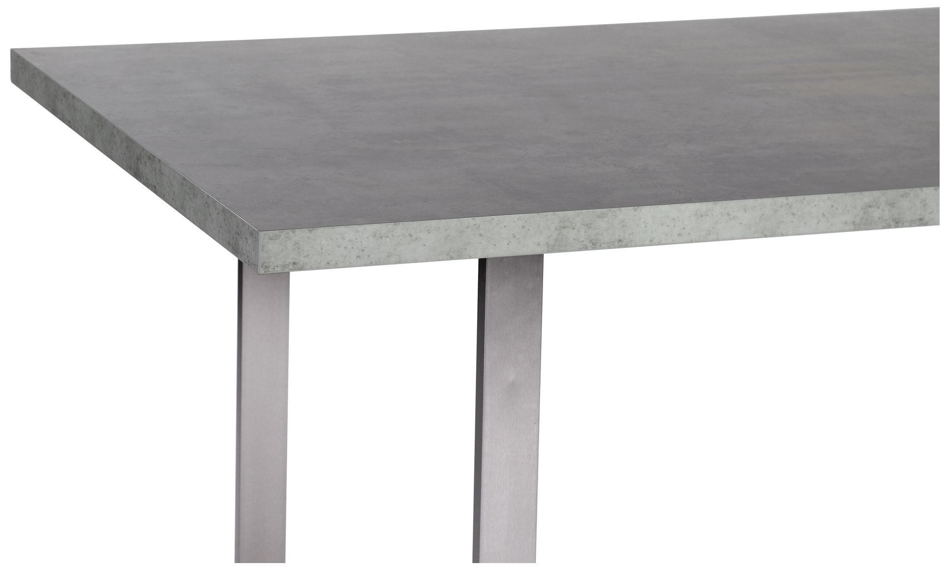 Fenton 63 in. Dining Table in Cement Gray Laminate Top and Stainless Steel