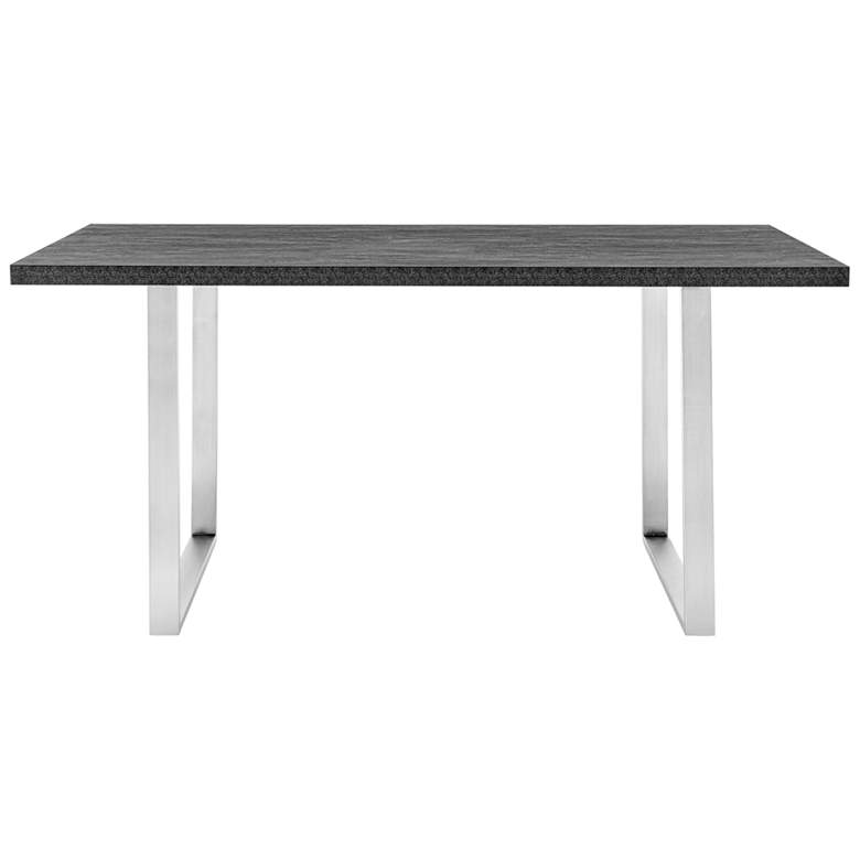 Image 1 Fenton 63 in. Dining Table in Charcoal Top and Brushed Stainless Steel Base