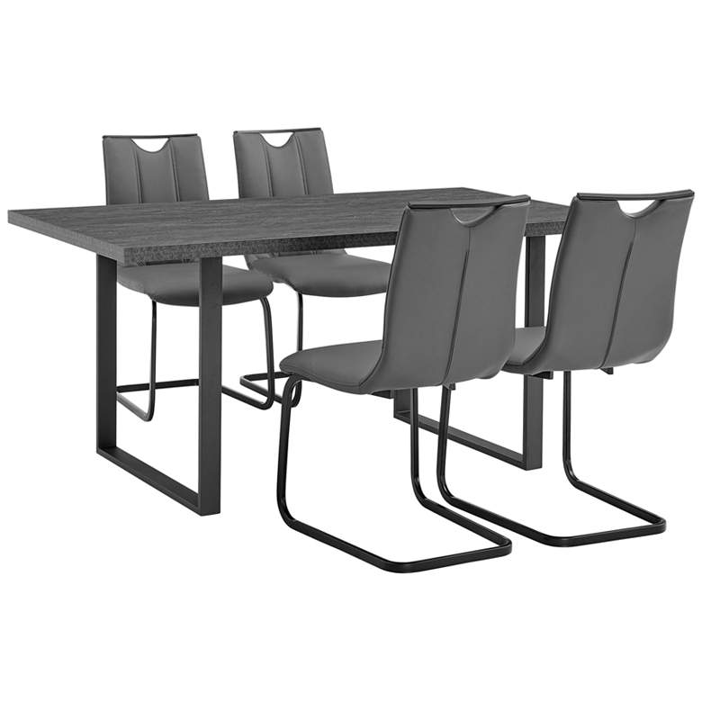 Image 1 Fenton and Pacific 5 Piece Modern Rectangular Dining Set in Gray Fabric