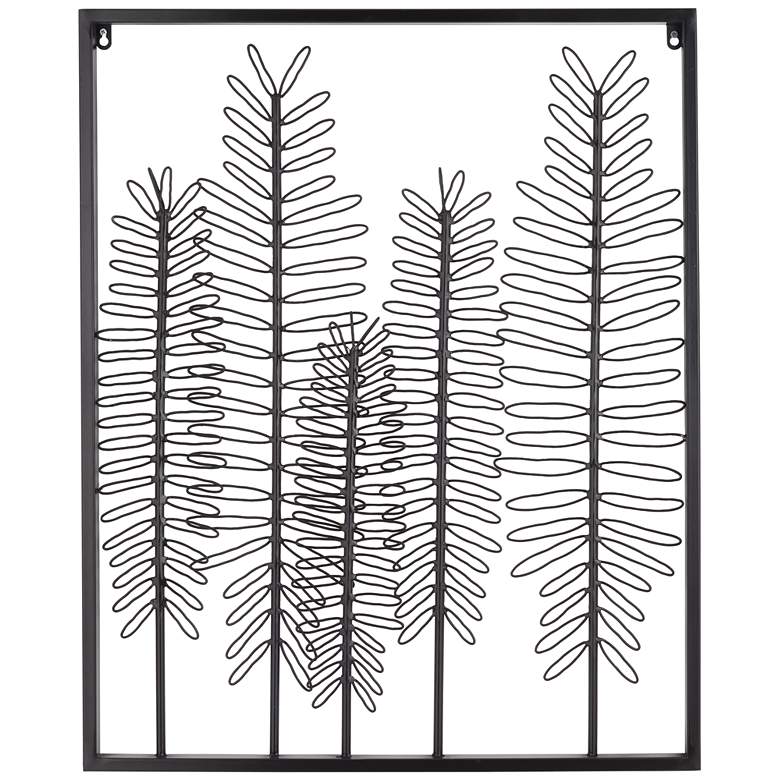 Image 2 Fern 32 1/4 inch High Glossy Dark Gray Metal Framed Wall Art