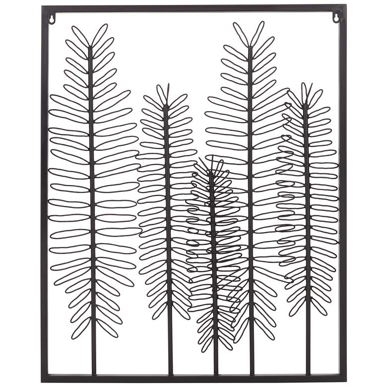 Image 6 Fern 32 1/4 inch High Glossy Dark Gray Metal Framed Wall Art more views