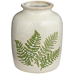 Fern White and Green 7 1/2" High Porcelain Decorative Vase