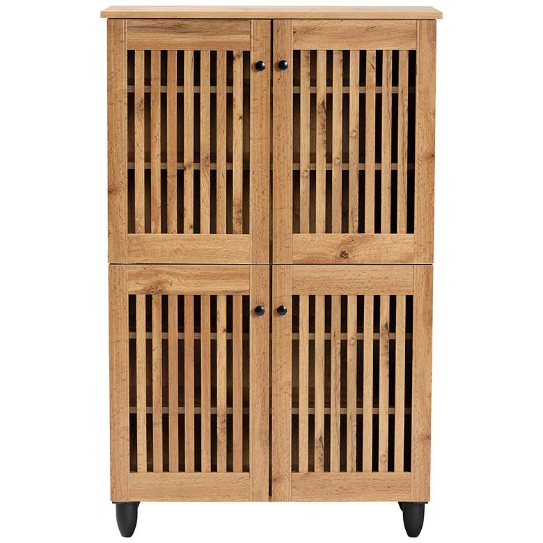 Image 6 Fernanda 30 inch Wide Oak Brown Wood 4-Door Shoe Storage Cabinet more views