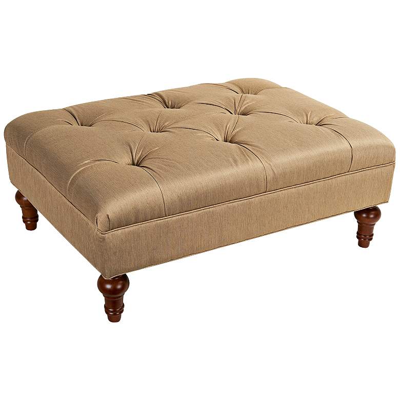 Image 1 Fernish Golden Taupe Woven Rectangle Tufted Bench