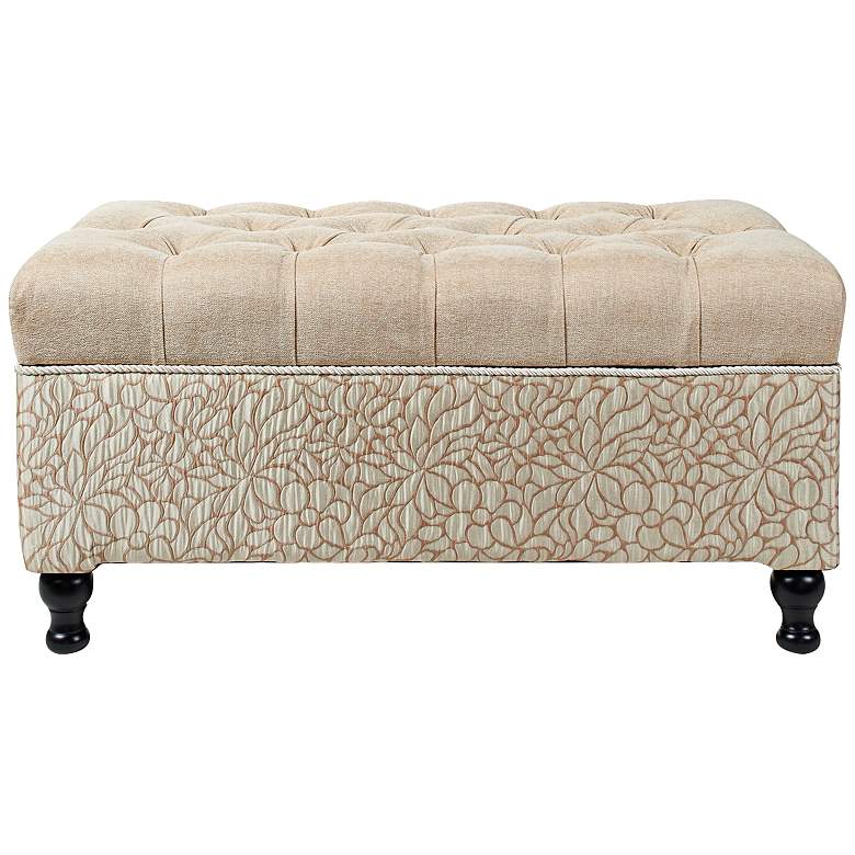 Image 1 Fernish Off-White Solid Storage Tufted Bench