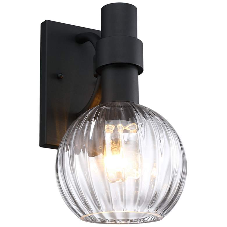 Image 2 Fernwood 7.5 in. 1-Light Black Outdoor Wall Sconce Light for Porches