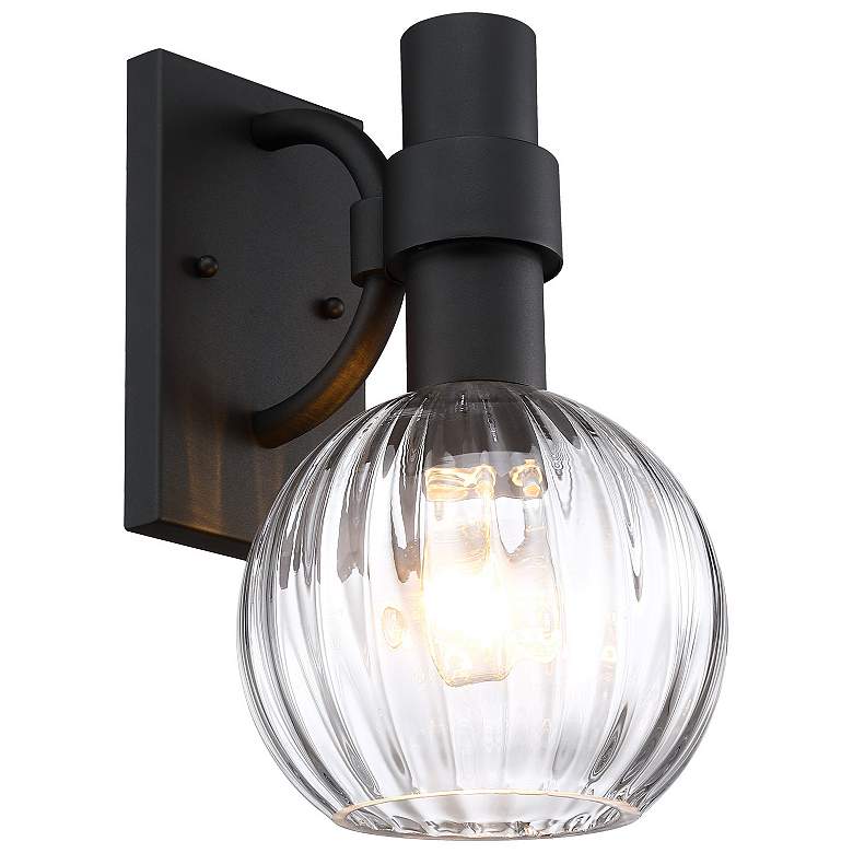 Image 5 Fernwood 7.5 in. 1-Light Black Outdoor Wall Sconce Light for Porches more views
