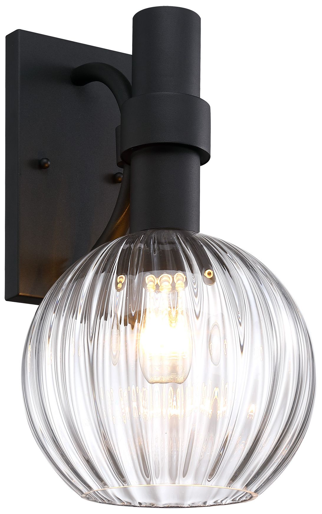 Image 2 Fernwood 9 in. 1-Light Black Outdoor Wall Sconce Light for Porches