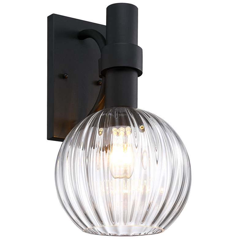 Image 2 Fernwood 9 in. 1-Light Black Outdoor Wall Sconce Light for Porches