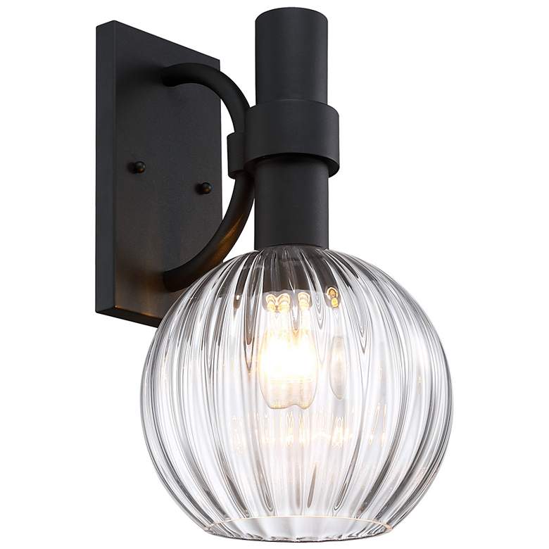 Image 4 Fernwood 9 in. 1-Light Black Outdoor Wall Sconce Light for Porches more views