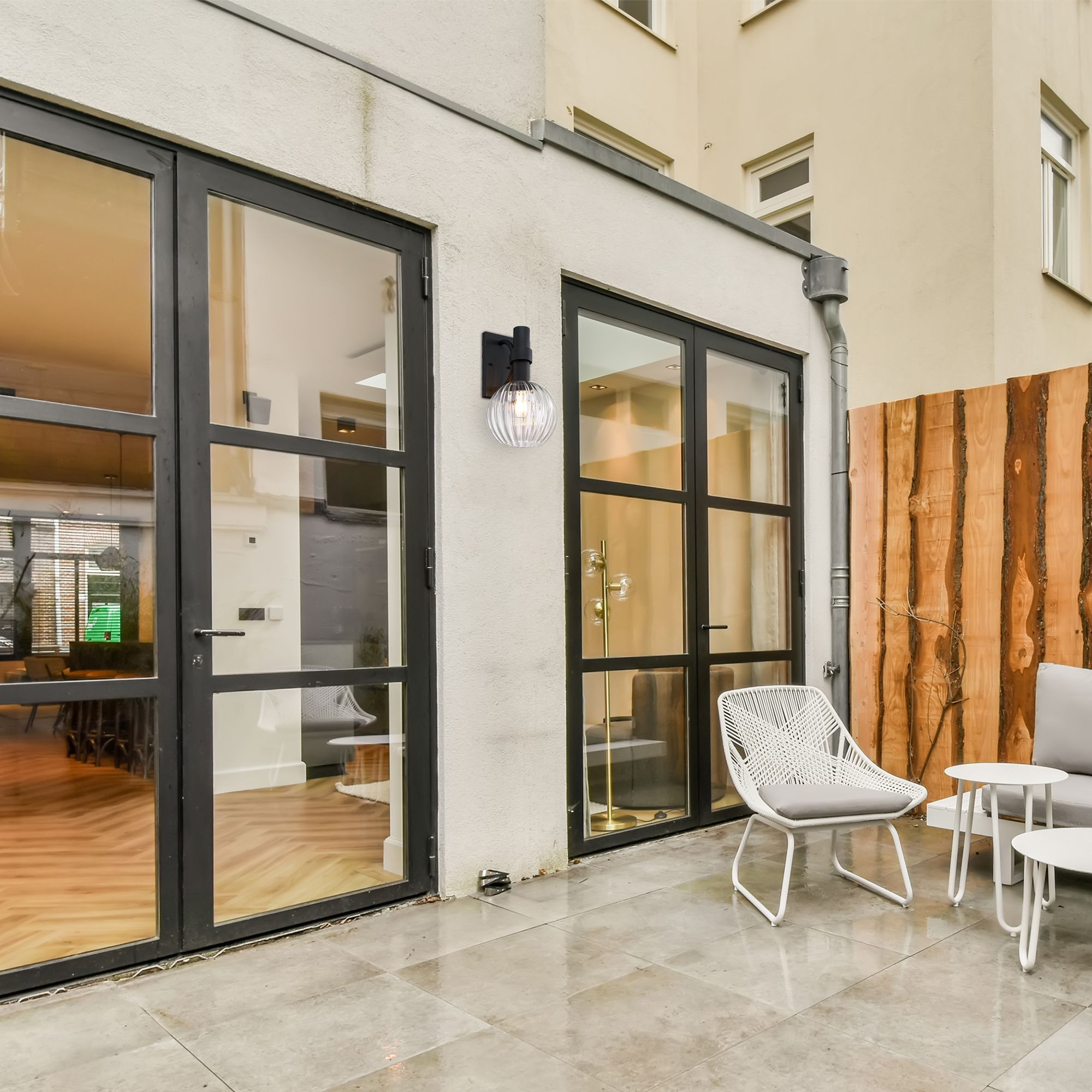 Fernwood 9 in. 1-Light Black Outdoor Wall Sconce Light for Porches