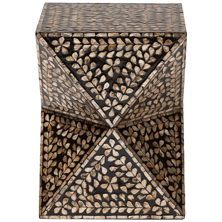 Image 3 Feronia 13 3/4"W Black and Bronze Mother of Pearl End Table more views