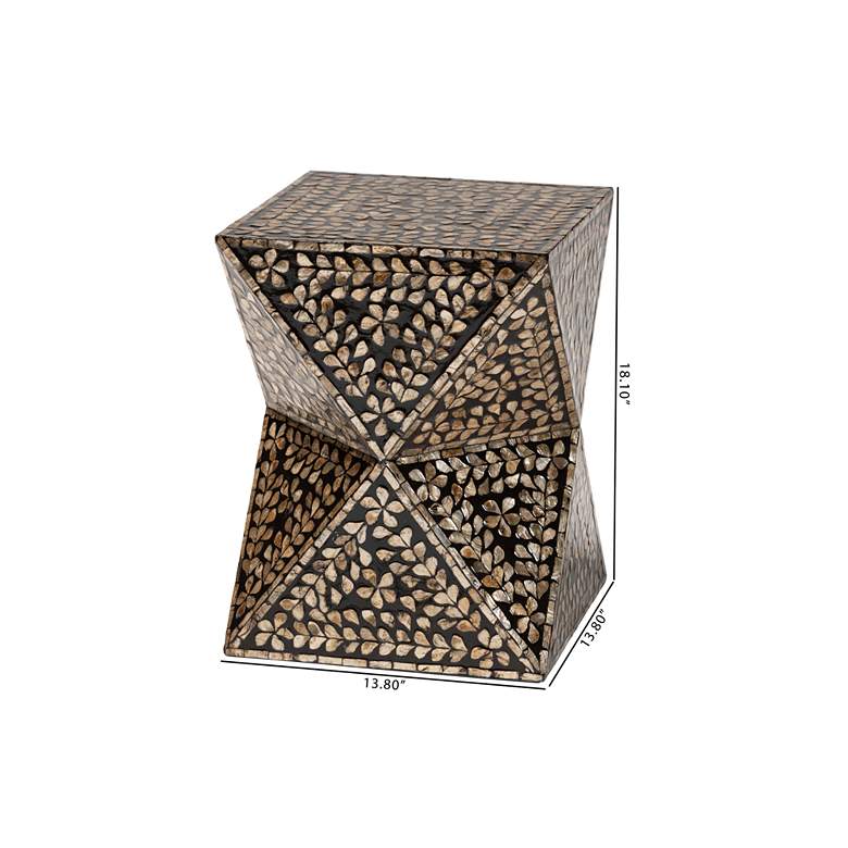 Image 7 Feronia 13 3/4"W Black and Bronze Mother of Pearl End Table more views