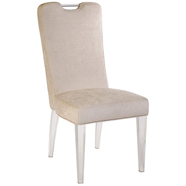 Image 1 Ferrare Clear Legs Linen Upholstered Side Chair
