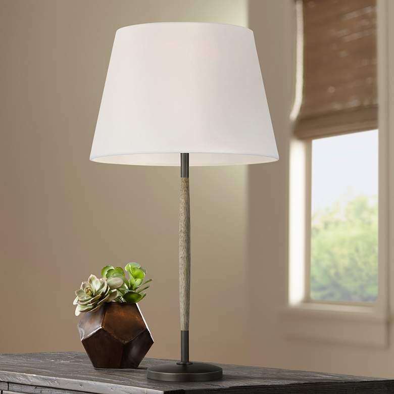 Image 1 Ferrelli Oak Wood and PewterEllen DeGeneres Collection LED Table Lamp