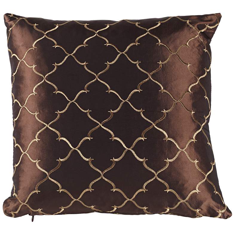 Image 1 Ferretti 18 inch Square Chocolate And Gold Moroccan Throw Pillow
