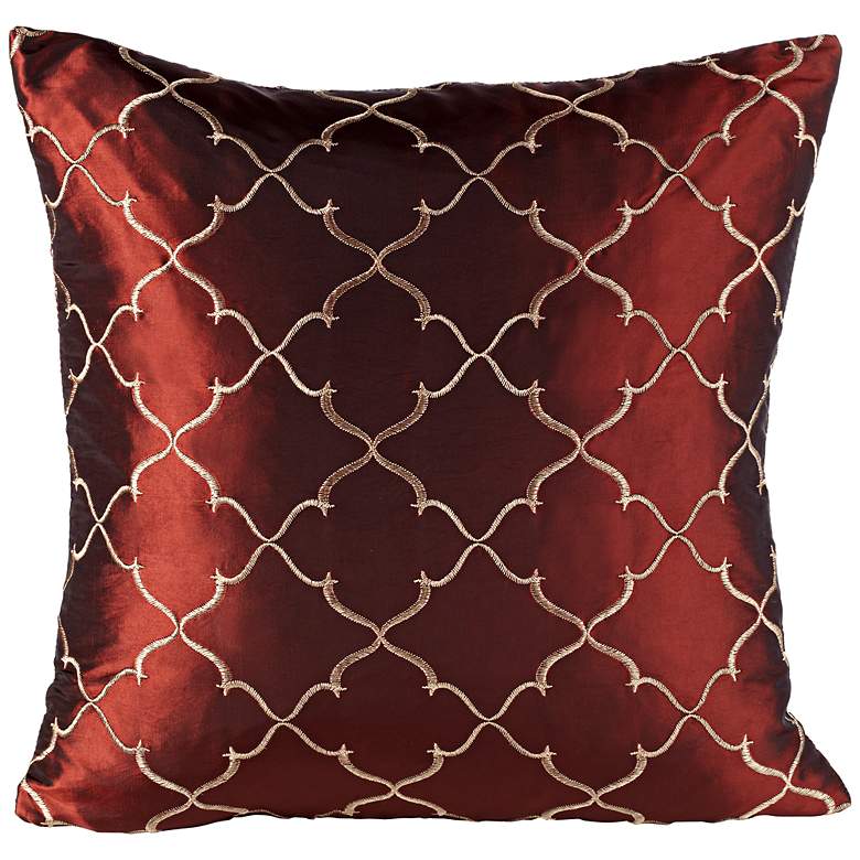 Image 1 Ferretti 18 inch Square Merlot and Gold Down Throw Pillow