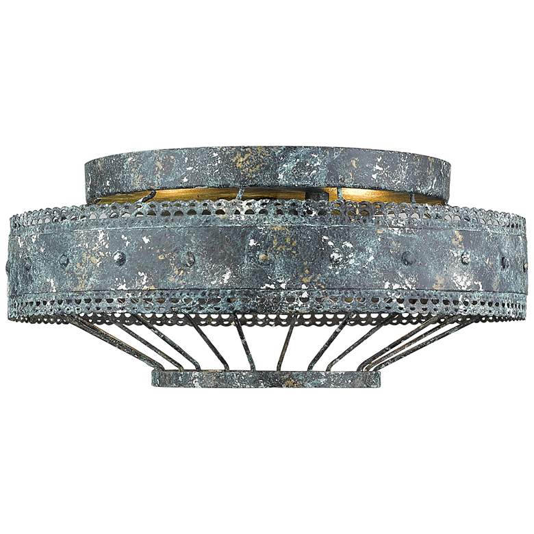 Image 1 Ferris 14" Wide Blue Verde Patina 2-Light Ceiling Light