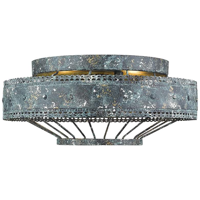 Image 1 Ferris 14 inch Wide Blue Verde Patina 2-Light Ceiling Light