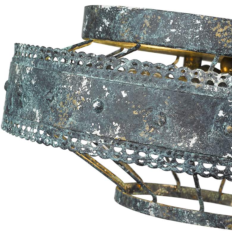 Image 3 Ferris 14" Wide Blue Verde Patina 2-Light Ceiling Light more views