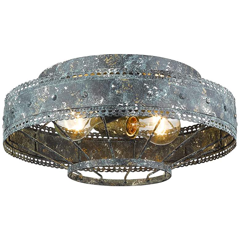 Image 4 Ferris 14" Wide Blue Verde Patina 2-Light Ceiling Light more views