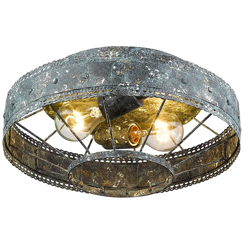 Image 5 Ferris 14" Wide Blue Verde Patina 2-Light Ceiling Light more views