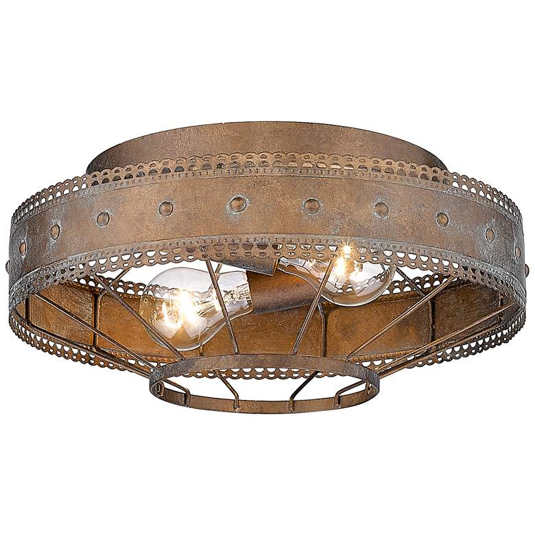 Image 2 Ferris 14" Wide Copper Patina 2-Light Ceiling Light
