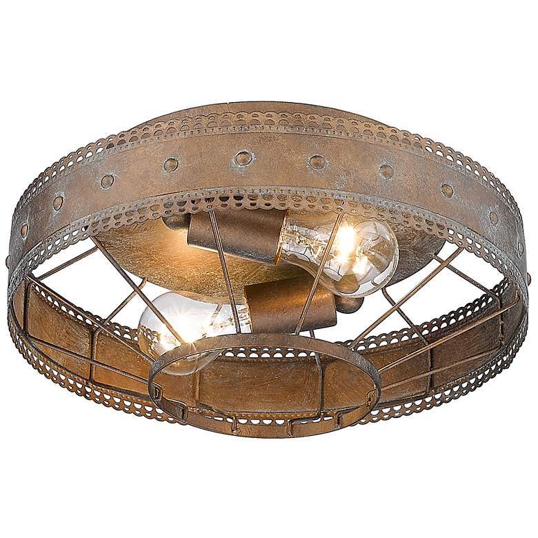 Image 6 Ferris 14" Wide Copper Patina 2-Light Ceiling Light more views