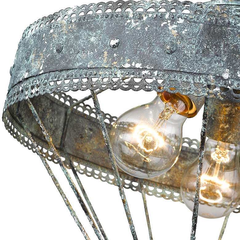 Image 4 Ferris 15" Wide Blue Verde Patina 3-Light Ceiling Light more views