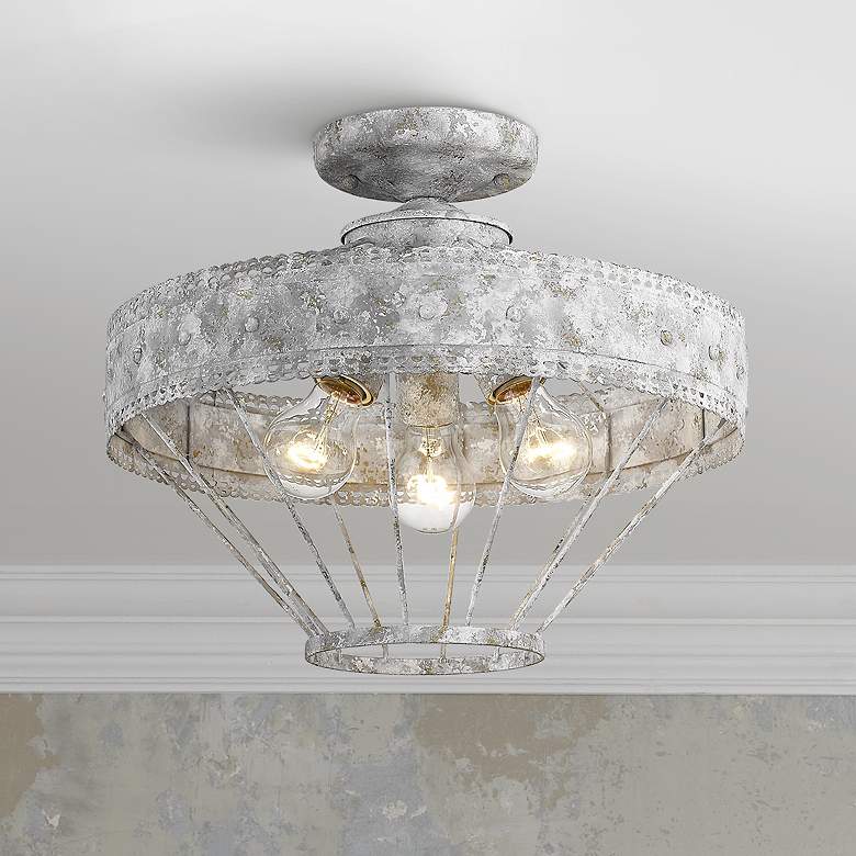 Image 1 Ferris 15 inch Wide Oyster 3-Light Ceiling Light