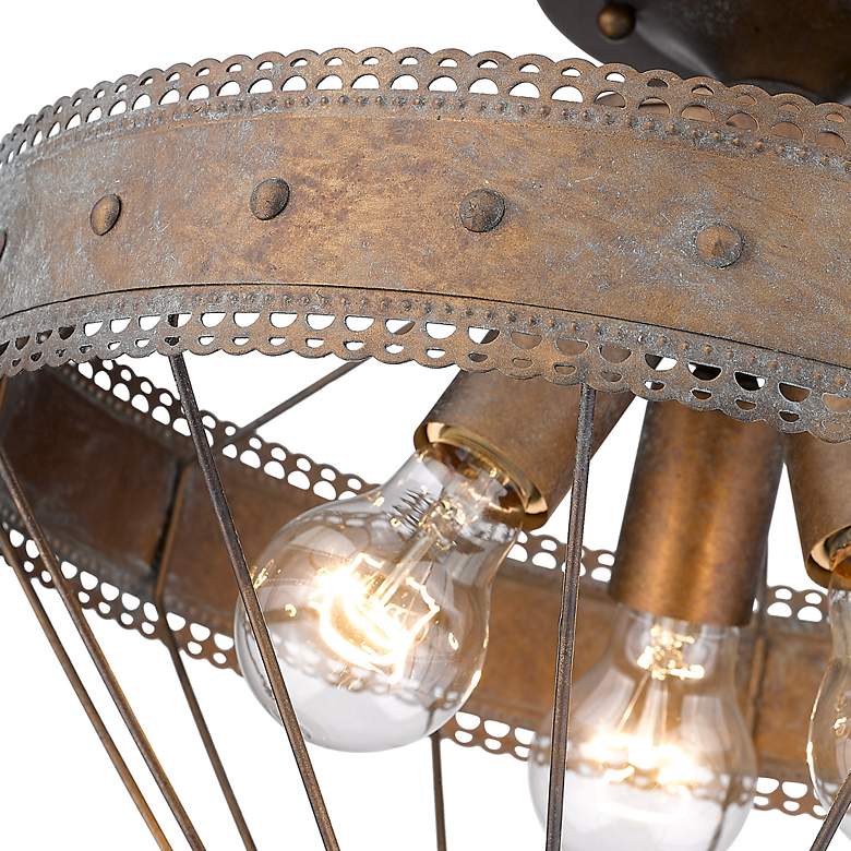 Image 4 Ferris 15" Wide Rustic Copper Patina 3-Light Ceiling Light more views