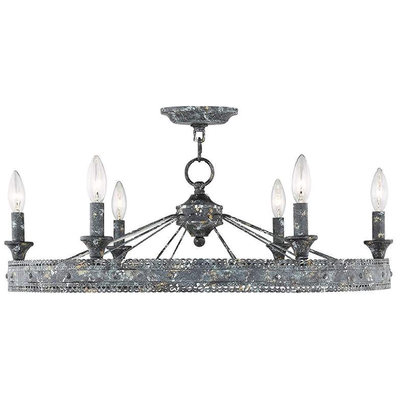 Image 1 Ferris 26 1/2" Wide Blue Verde Patina 6-Light Ceiling Light
