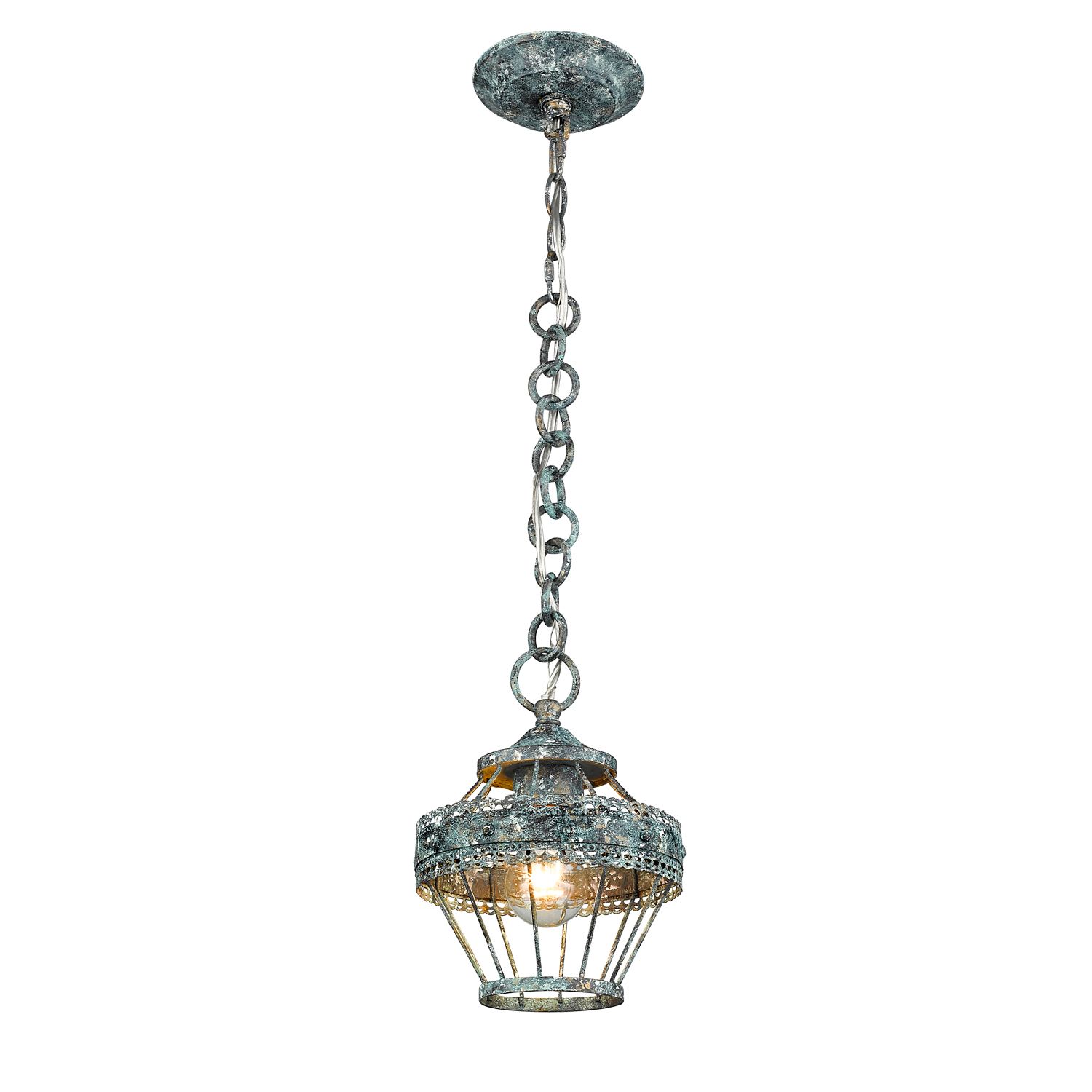 Image 2 Ferris 7 1/2" Wide Blue Verde Patina 1-Light Mini Pendant more views