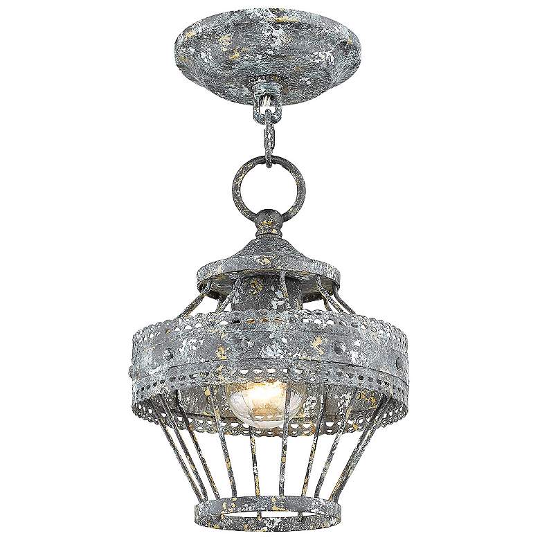 Image 1 Ferris 7 1/2 inchW Blue Verde Patina Convertible Ceiling Light