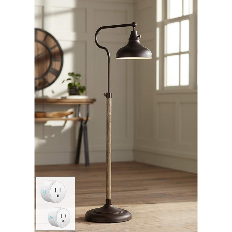 Image 1 Ferris Adjustable Height Bronze Pharmacy Floor Lamp with Smart Socket