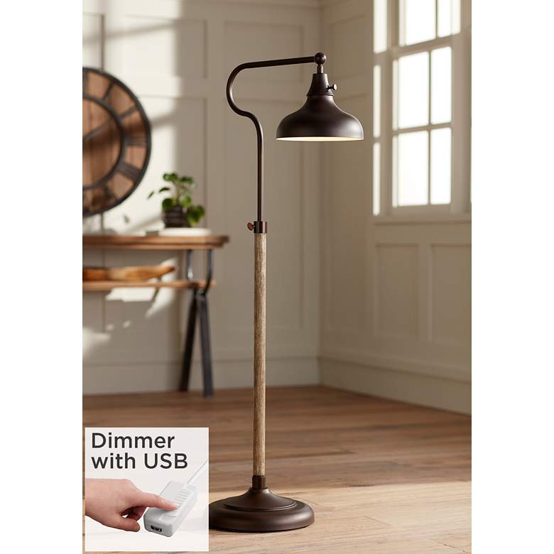Image 1 Ferris Bronze Adjustable Downbridge Pharmacy Floor Lamp with USB Dimmer
