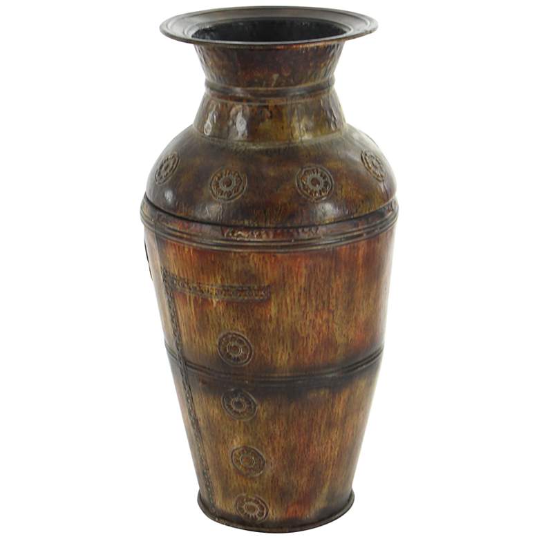 Image 4 Ferris Brown Metal Floral Relief Urn-Shaped Vases Set of 2 more views