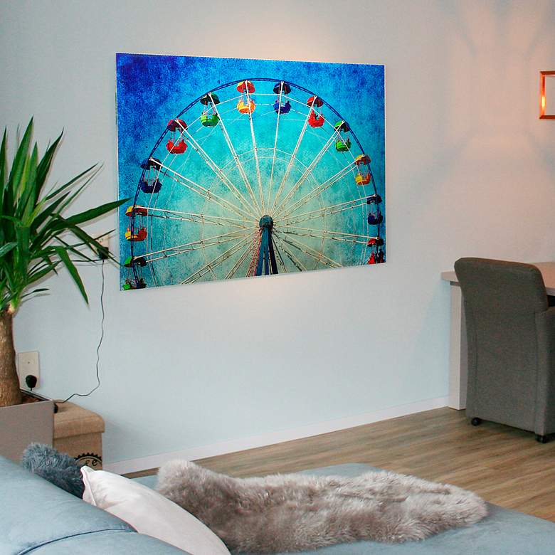 Image 5 Ferris Wheel 50 3/4"W Free Floating Glass Graphic Wall Art more views
