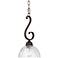 Ferro 8"W Bronze Iron Scroll and Clear Glass Mini Pendant