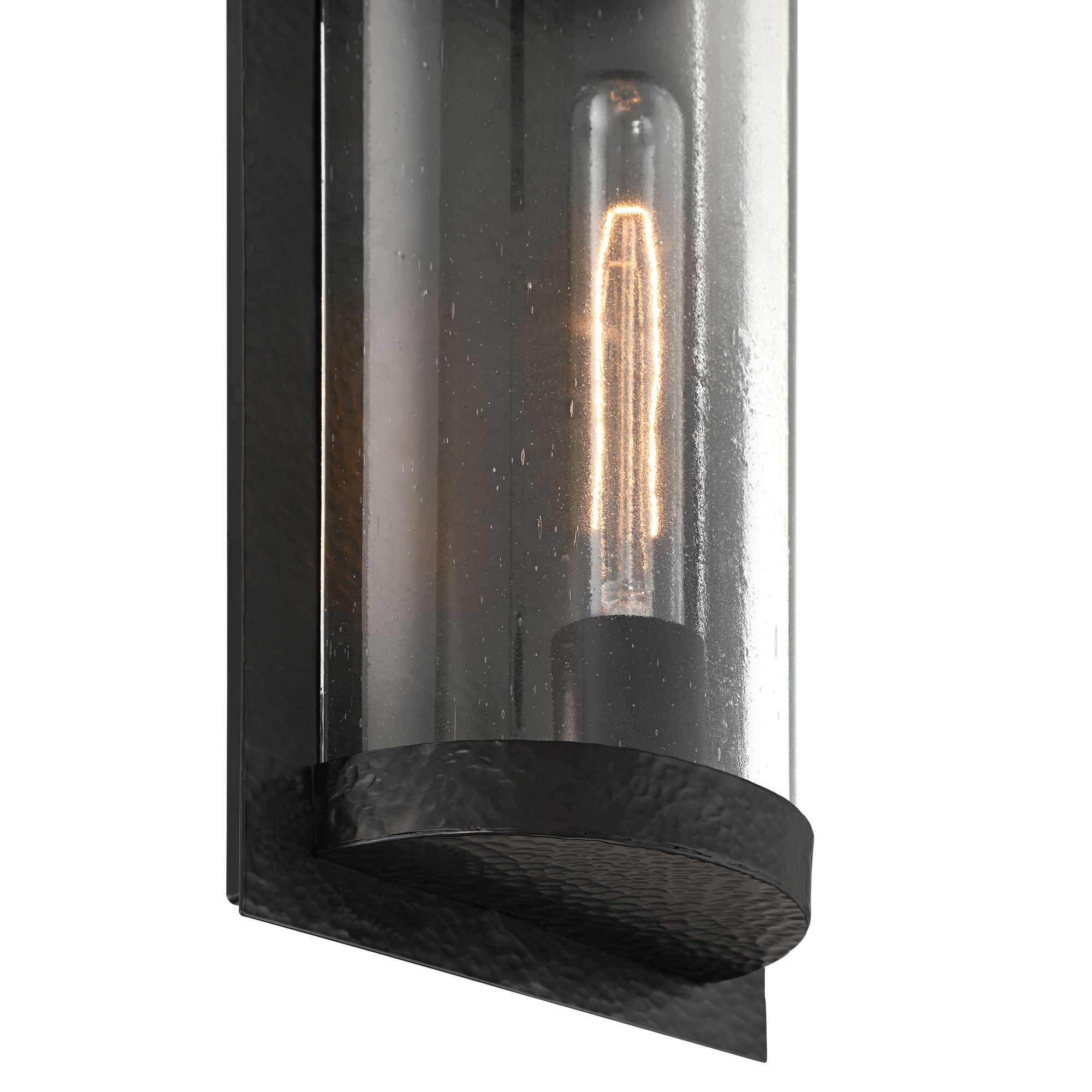 Image 3 Ferrum 16" High Hammered Black and Seedy Glass Outdoor Wall Light more views