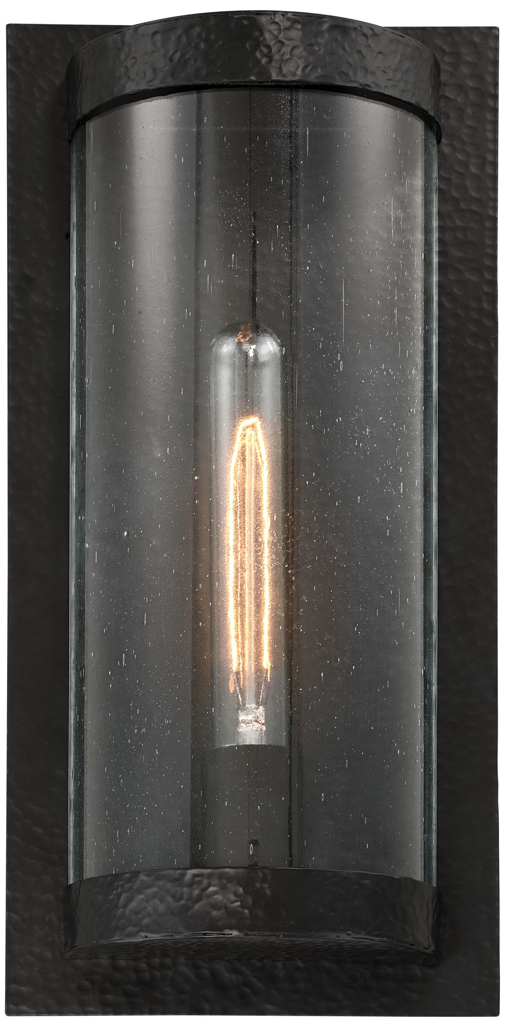 Image 4 Ferrum 16" High Hammered Black and Seedy Glass Outdoor Wall Light more views