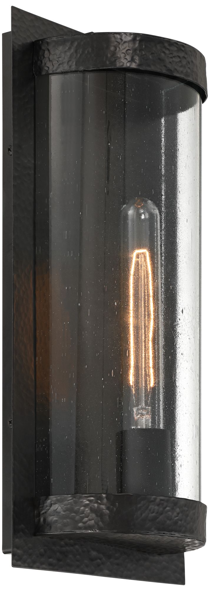 Image 6 Ferrum 16" High Hammered Black and Seedy Glass Outdoor Wall Light more views